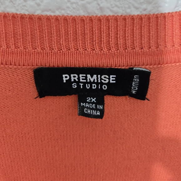 Premise Studio Button-Up Sweater Cardigan Women's Size 2X Orange 3/4 Sleeve - Picture 6 of 6